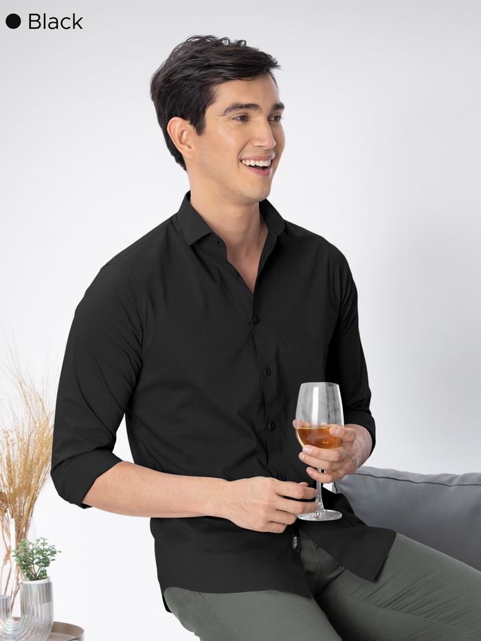 Black - Plain Cotton Shirts