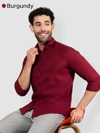 Men's Solid Navy Blue &amp; Maroon Shirt
