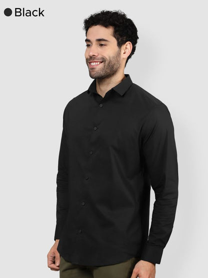 Men's Solid Black &amp; White Shirt