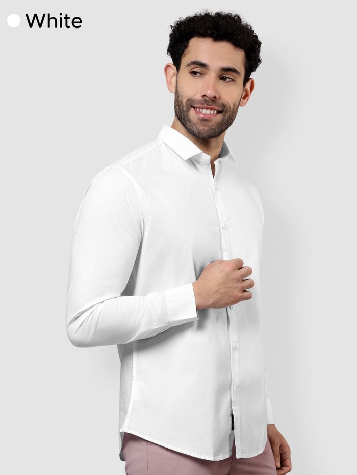 Men's Solid Black &amp; White Shirt